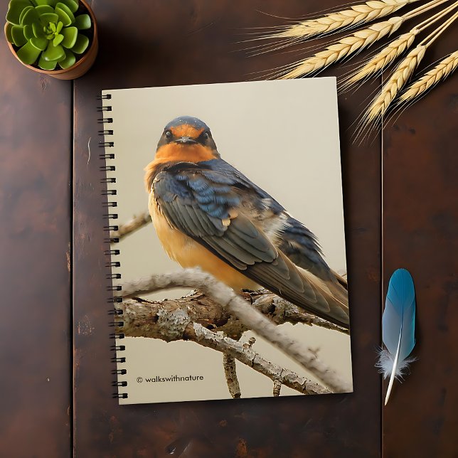 Trading Stares with a Barn Swallow Spiral Notebook (Trading Glances with a Barn Swallow Journal Cover Photo)