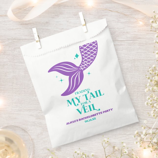Trading Tail For Veil Mermaid Bachelorette Party Favour Bags (Clipped)