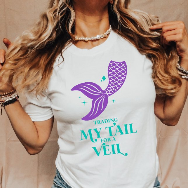 Trading Tail For Veil Mermaid Bachelorette Party T-Shirt (Creator Uploaded)