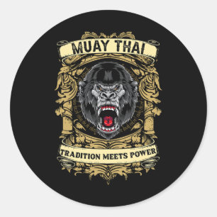 Tradition Meets Power - Kickboxing And Muay Thai G Classic Round Sticker