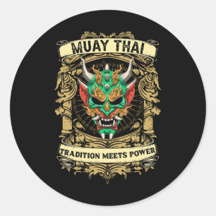 Tradition Meets Power - Kickboxing And Muay Thai O Classic Round Sticker