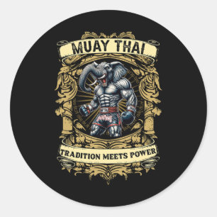 Tradition Meets Power - Kickboxing And Muay Thai S Classic Round Sticker
