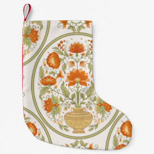 Tradition mughal motif, fantasy flowers in retro, small christmas stocking