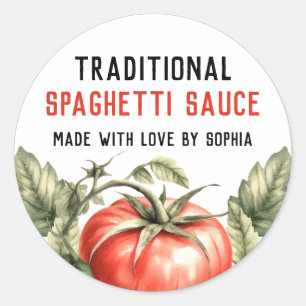Tradition spaghetti sauce preserve watercolour classic round sticker