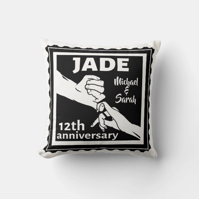 Traditional 12th wedding anniversary Jade Cushion (Front)