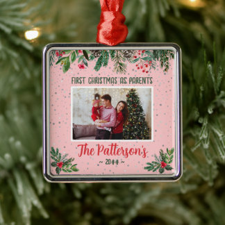 Traditional 1st Christmas as Parents Metal Tree Decoration