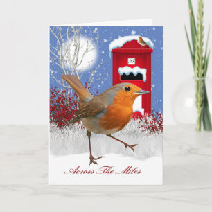 Traditional Across The Miles Robin And Mail Box Holiday Card