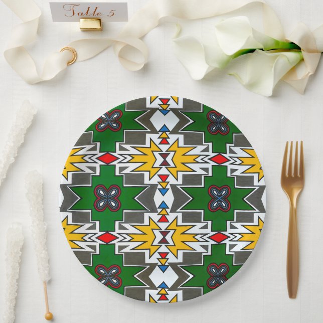 Traditional African Art Ndebele Africa Culture Paper Plate (Wedding)