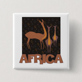 Traditional African brown artwork of antelope 15 Cm Square Badge