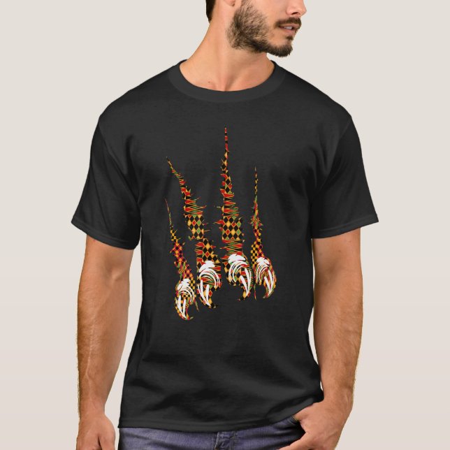 Traditional African patchwork Dashiki claws ripped T-Shirt (Front)
