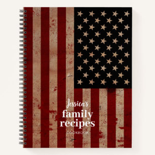Traditional American Flag Family Recipes Cookbook Notebook