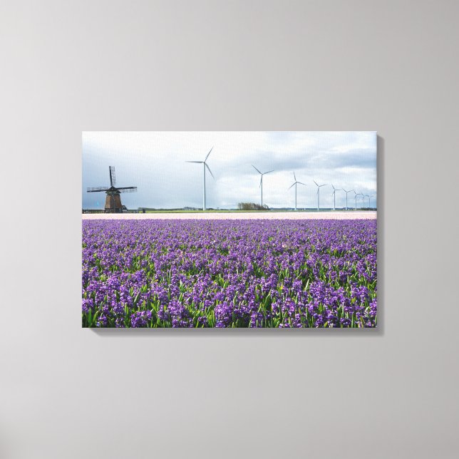 Traditional and modern windmill in Holland canvas Print (Front)