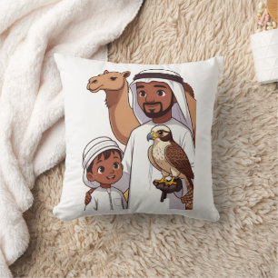 Traditional Arab Falcon Hunt Cushion