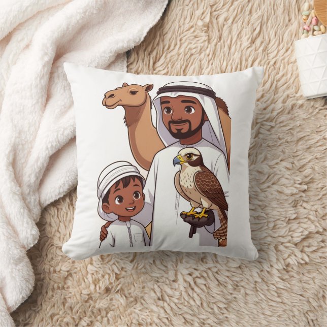 Traditional Arab Falcon Hunt Cushion (Blanket)