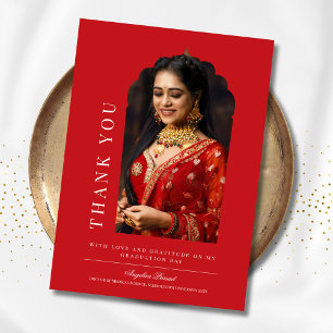 Traditional Arch Graduation Thank You Card Red