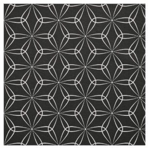 Traditional Asanoha Style 02 - White on Black Fabric