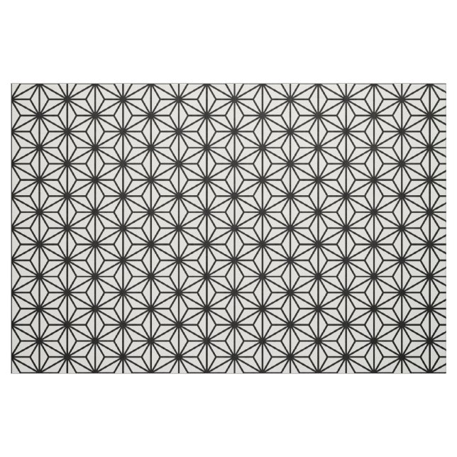 Traditional Asanoha Style - Black on White Fabric (Fat Quarter)