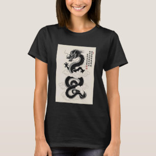 Traditional Asian Dragon Drawing Ink Style Chinese T-Shirt