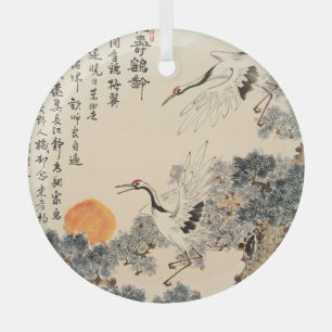 Traditional Asian painting: classic art. Glass Tree Decoration