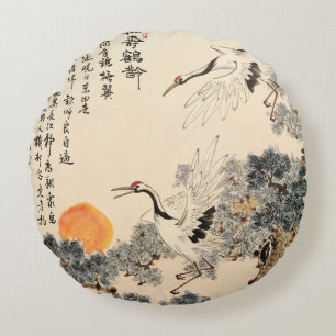 Traditional Asian painting: classic art. Round Cushion