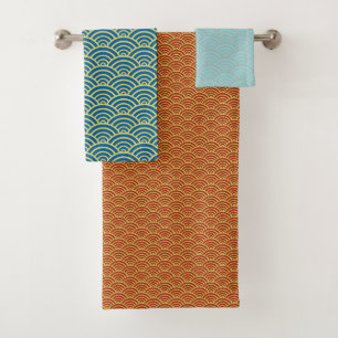 Traditional Asian pattern Choose colour Bathroom T Bath Towel Set