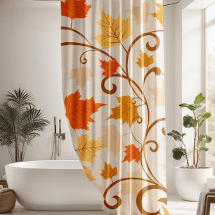 Traditional Autumn Falling Leaves Shower Curtain