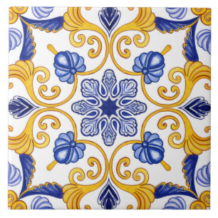Traditional Azulejo watercolor Mediterranean Tile