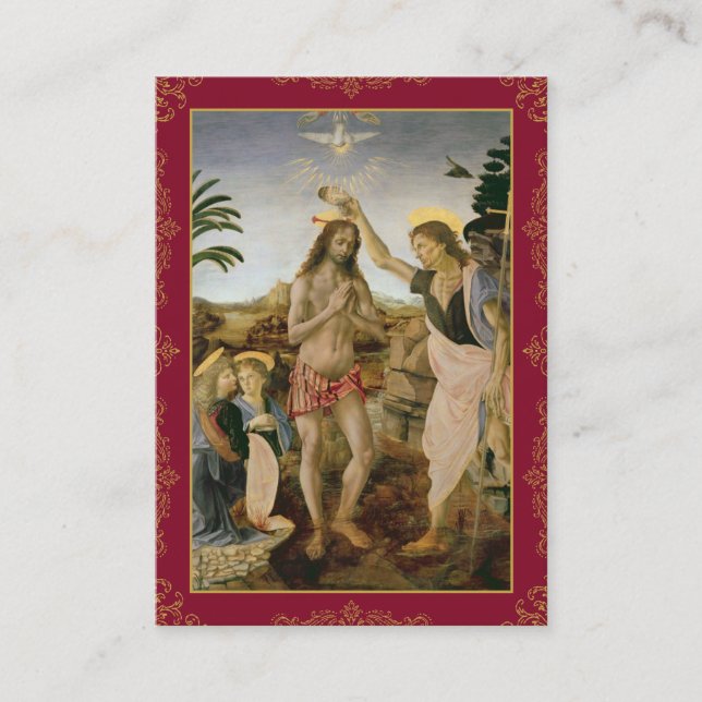 Traditional Baptism Holy Card With Sacred Artwork  (Front)