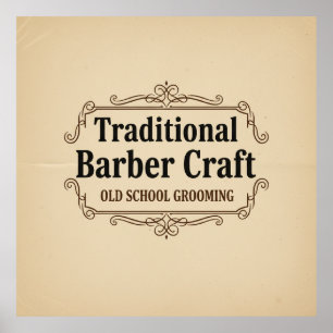Traditional Barber Craft Vintage Typography Poster
