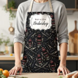 Traditional Barber Tools Classic Grooming Apron<br><div class="desc">A bold, classic barbershop design featuring illustrated grooming tools like scissors, razors, clippers, and combs arranged in a striking vintage composition. The deep charcoal background with subtle metallic tones creates a strong, masculine aesthetic inspired by traditional barber culture. An elegant ornamental label frame in the center keeps the layout clean...</div>