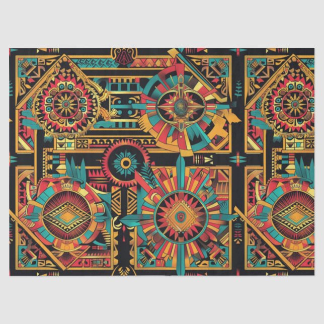 Traditional Beige "Aztec Dream" Speciality Tissue  Paper (Front)