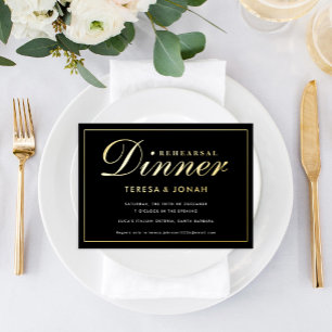 Traditional Black and Gold Rehearsal Dinner
