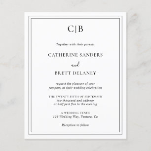 Traditional Black and White Budget Wedding Invite