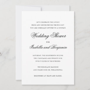 Traditional Black and White Elegant Wedding Shower Invitation