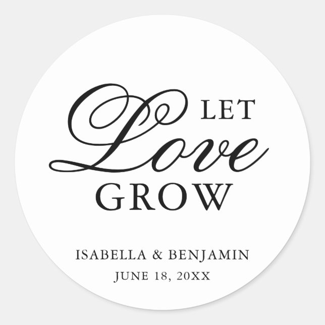 Traditional Black and White Formal Elegant Wedding Classic Round Sticker (Front)