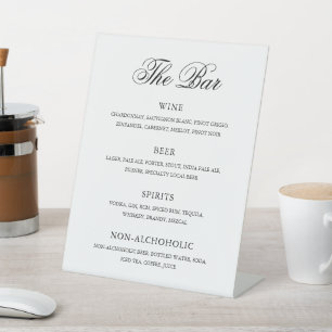 Traditional Black and White Formal Elegant Wedding Pedestal Sign