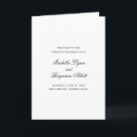 Traditional Black and White Formal Elegant Wedding Programme<br><div class="desc">Classic black and white folded Wedding Program with accent words in an elegant calligraphy typography.  The front has your event details,  the inside has your wedding party and order of ceremony.  The back has a template for your message / quotes.  These Wedding Programs are perfect for a formal wedding.</div>
