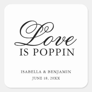 Traditional Black and White Formal Elegant Wedding Square Sticker