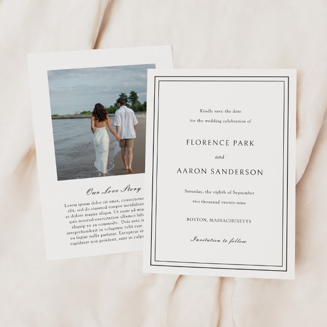 Traditional Black and White Photo Timeless Wedding Save The Date (Creator Uploaded)