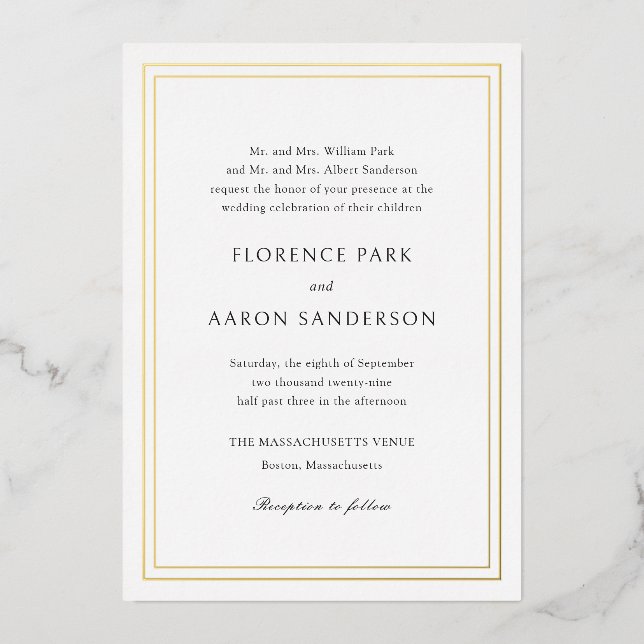 Traditional Black and White Timeless Wedding (Front)