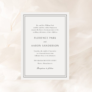 Traditional Black and White Timeless Wedding Invitation