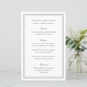 Traditional Black and White Timeless Wedding Menu