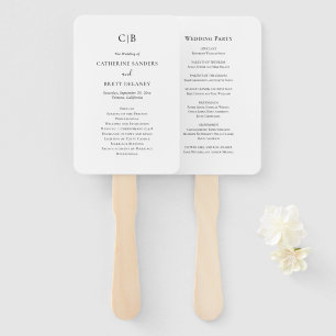 Traditional Black and White Wedding Program Hand Fan
