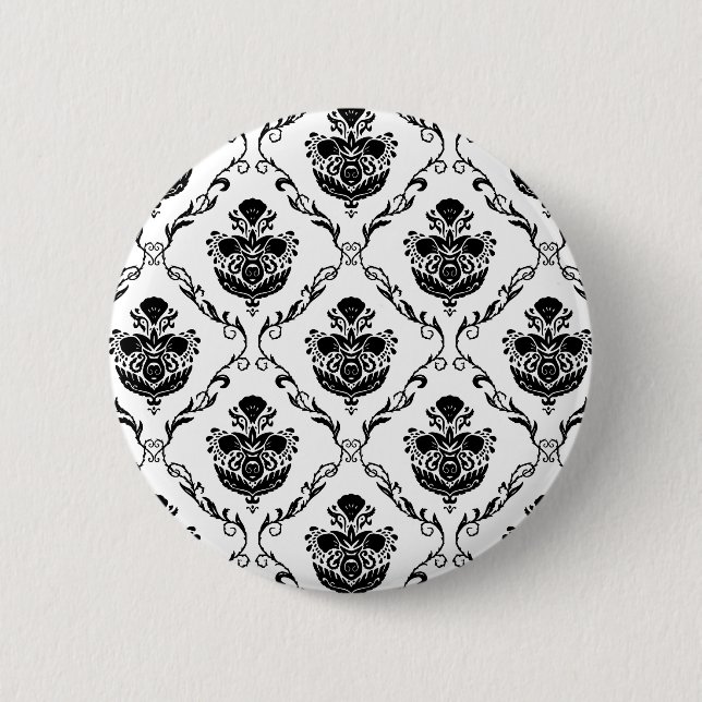 Traditional Black Damask 6 Cm Round Badge (Front)