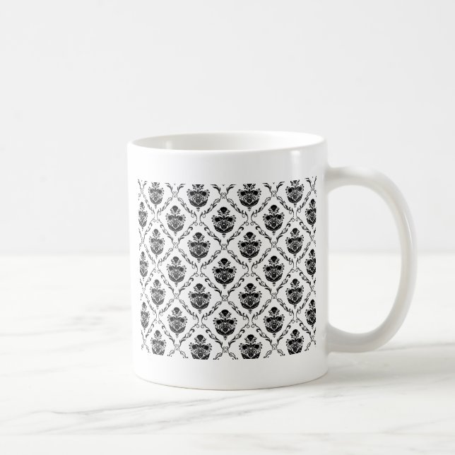 Traditional Black Damask Coffee Mug (Right)