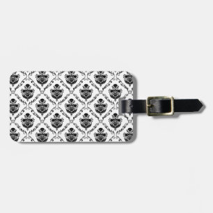 Traditional Black Damask Luggage Tag