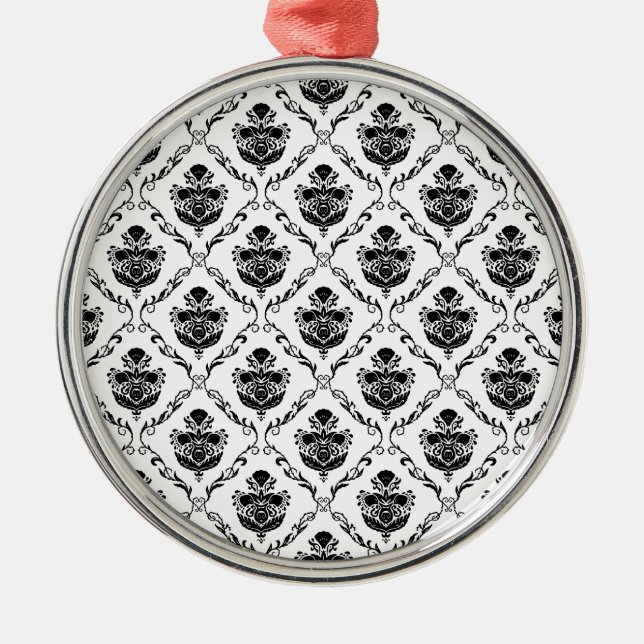 Traditional Black Damask Metal Tree Decoration (Front)
