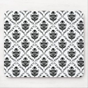 Traditional Black Damask Mouse Pad