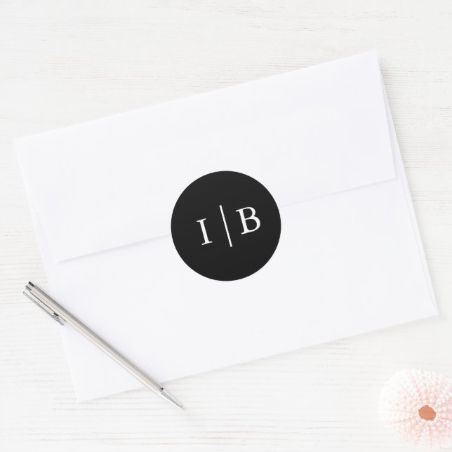 Traditional Black Formal Elegant Wedding Classic Round Sticker (Envelope)