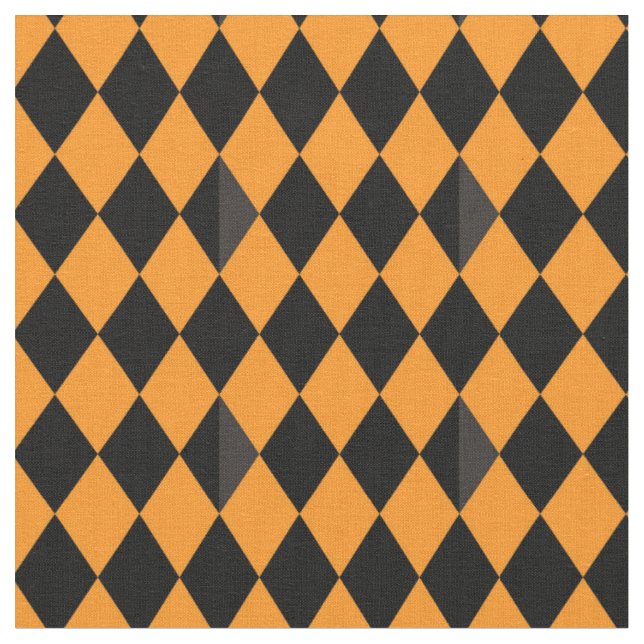 Traditional Black & Orange Halloween Pattern Fabric (Close Up)
